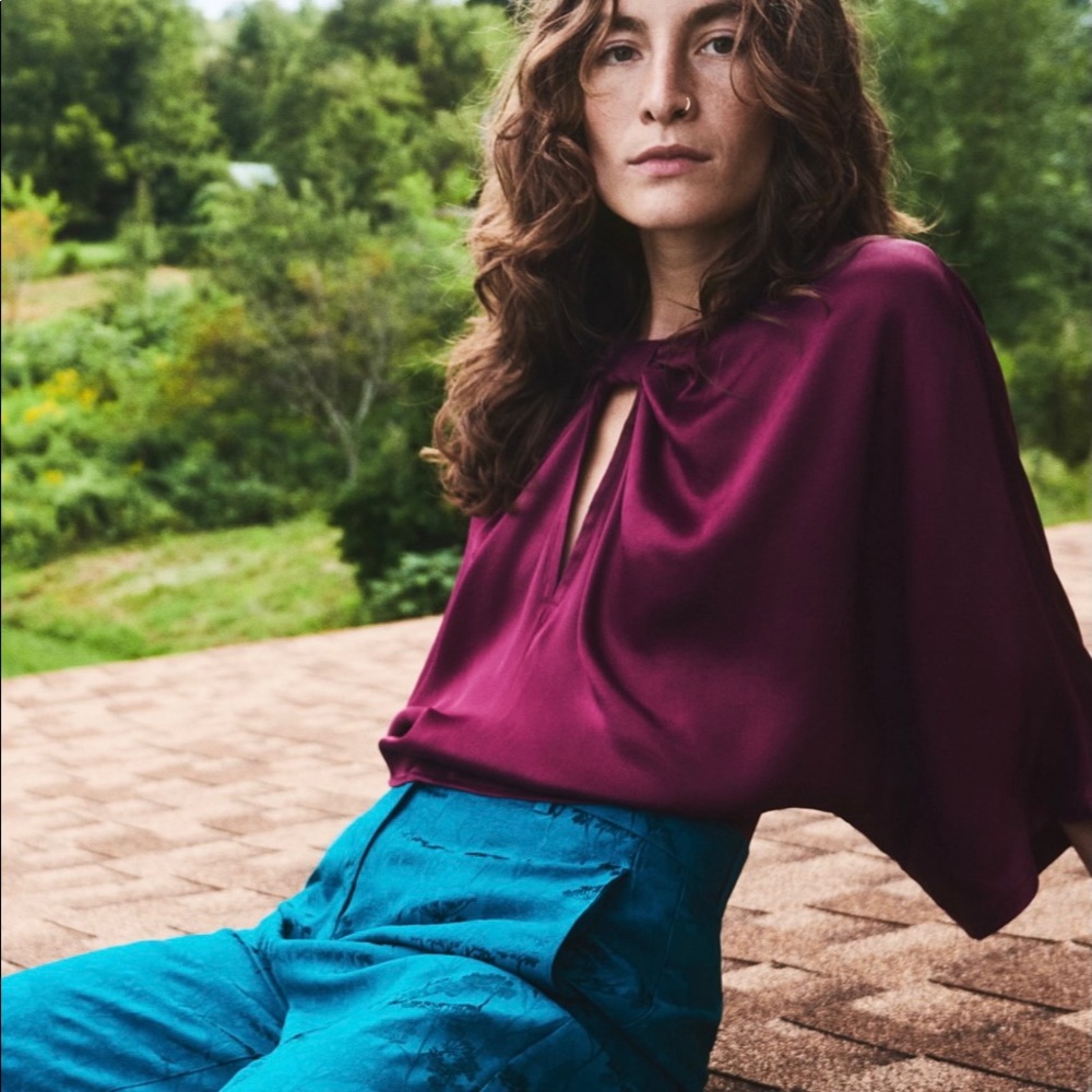 Zara knotted satin blouse